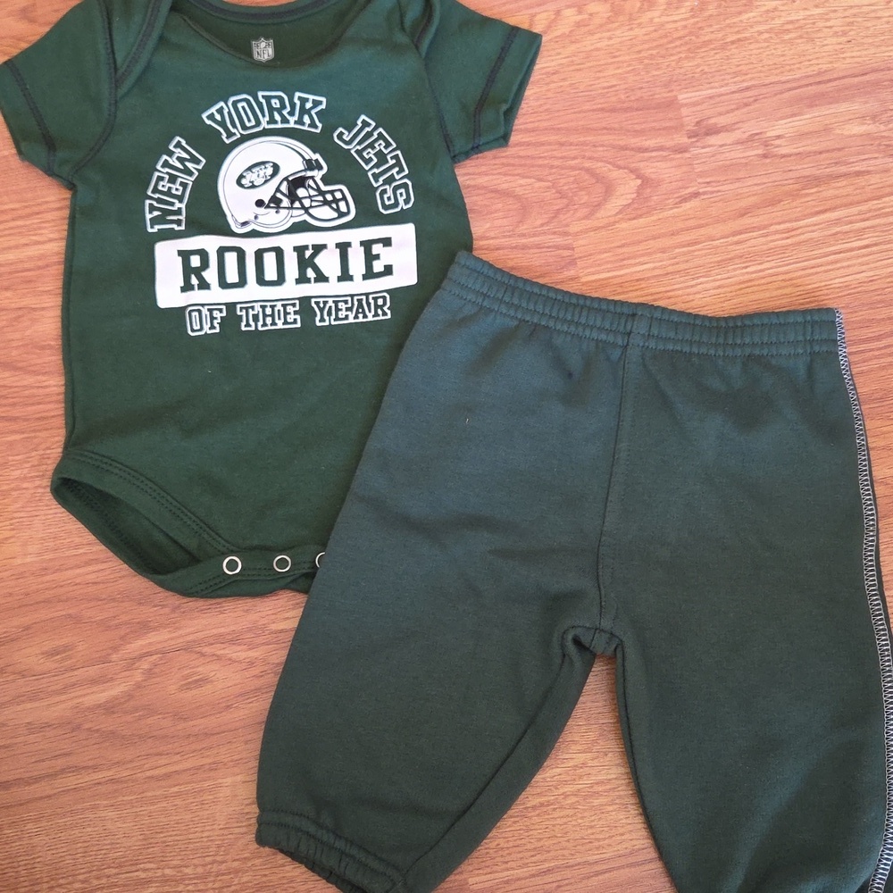 NFL NY Jets Baby Set 2pc 0-3 Months New 100% Cotton Football Athletic